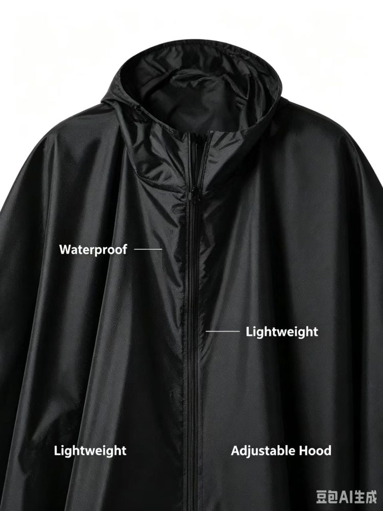 Women’s Lightweight Waterproof Poncho – Half Zip Hooded Raincoat for Daily Commute