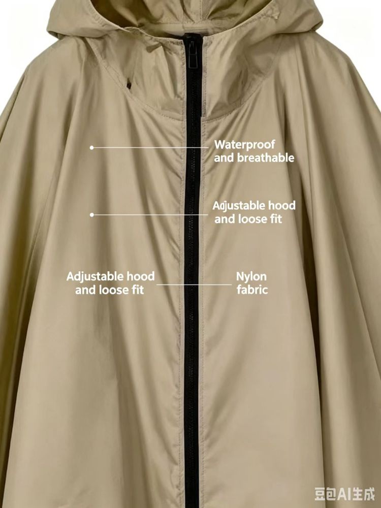 Women’s Lightweight Waterproof Poncho – Half Zip Hooded Raincoat for Daily Commute