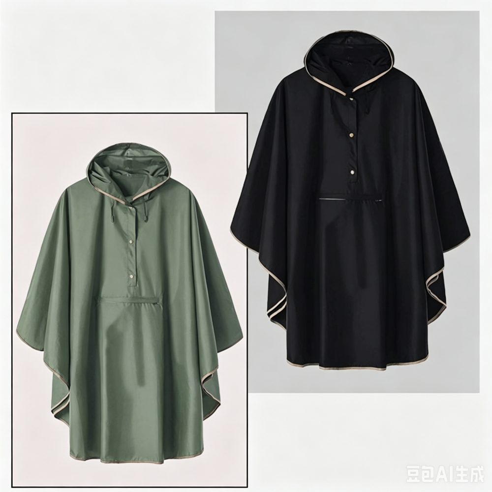 Lightweight Ripstop Polyester Rain Poncho Hooded  Packable for Outdoor Travel