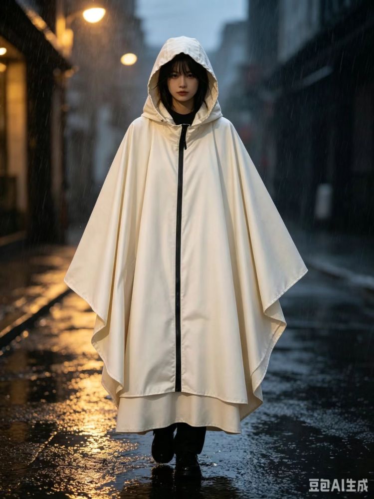 Women’s Lightweight Waterproof Poncho – Half Zip Hooded Raincoat for Daily Commute