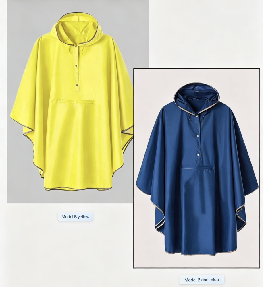 Lightweight Ripstop Polyester Rain Poncho Hooded  Packable for Outdoor Travel