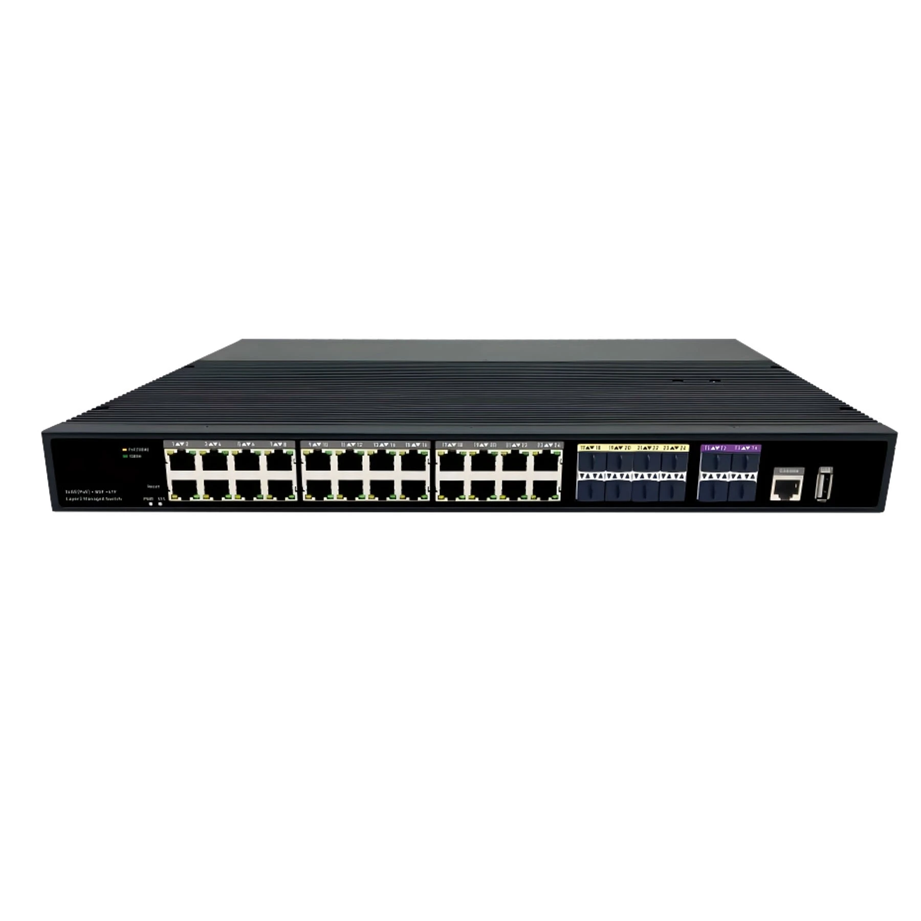 MR-IM816G-4X 24-port industrial managed switch with SFP combo and SFP plus uplinks