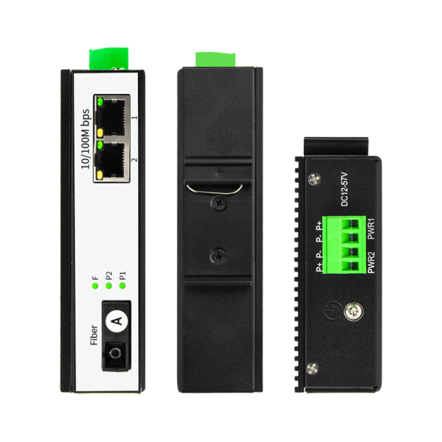 Industrial Fiber Media Converter 1 Fiber Port 2 RJ45 Ports MR-I1F2T-SC20