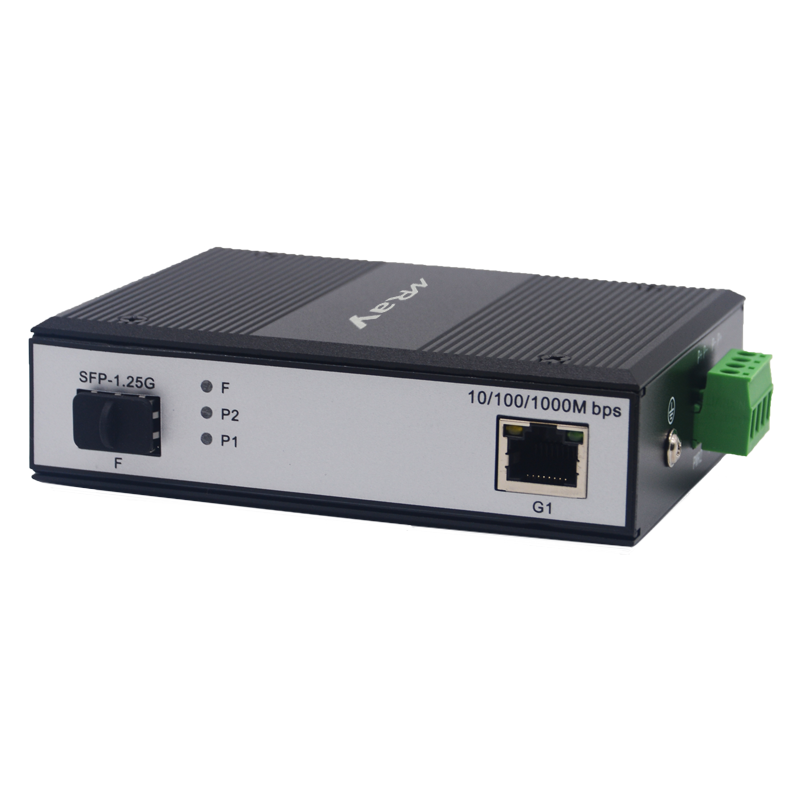 Industrial Fiber media converter 1 port 10/100/1000Mbps RJ45 with 1port 1000Mbps SFP MR-I1G1T-SFP