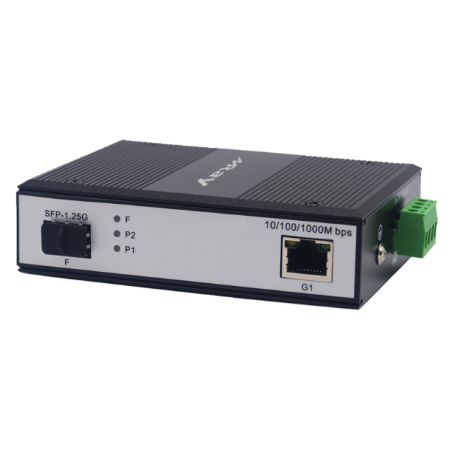 Industrial Fiber media converter 1 port 10/100/1000Mbps RJ45 with 1port 1000Mbps SFP MR-I1G1T-SFP