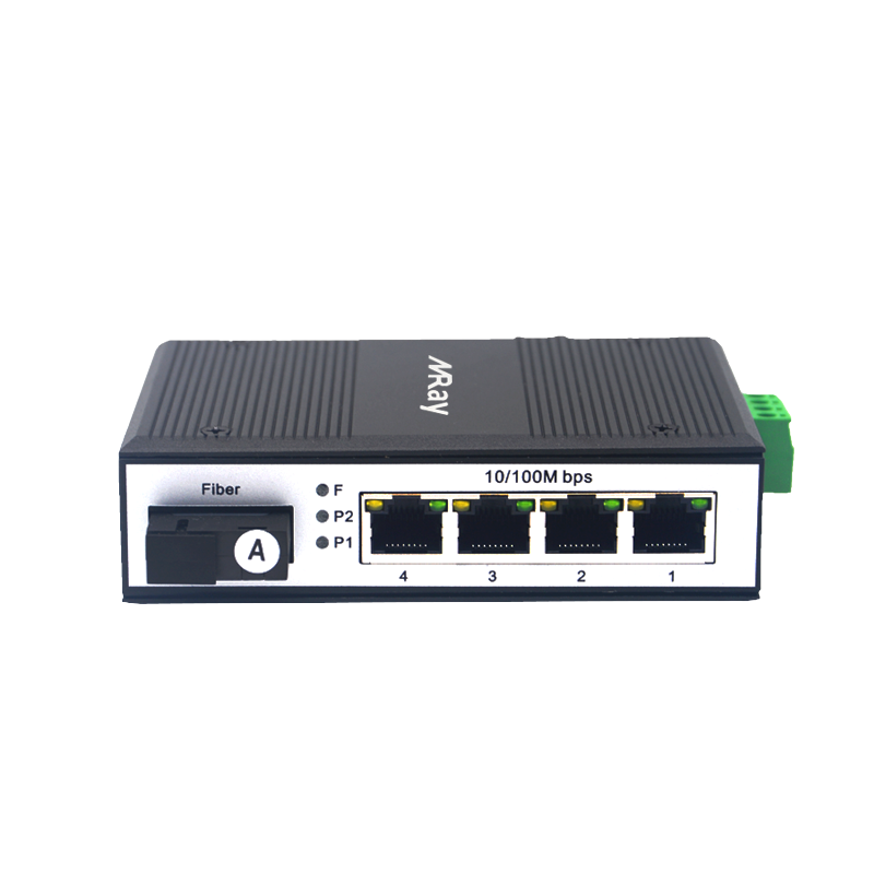 Industrial Fiber Ethernet Switch 4 ports 10/100/1000Mbps RJ45 with 1 port 1000Mbps SC Slot Dual Fiber SM 20km MR-I1GF4T-SC20