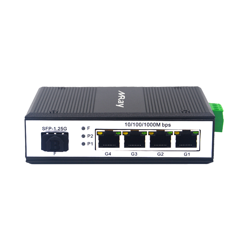 Industrial Fiber Ethernet Switch 4 ports 10/100/1000Mbps RJ45 with 1 port 1000Mbps SFP Slot MR-I1G4T-SFP