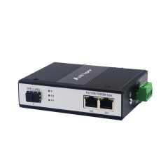 Industrial Fiber Media Converter 2 ports 10/100/1000Mbps RJ45 with 1 port 1000Mbps SFP Slot MR-I1G2T-SFP