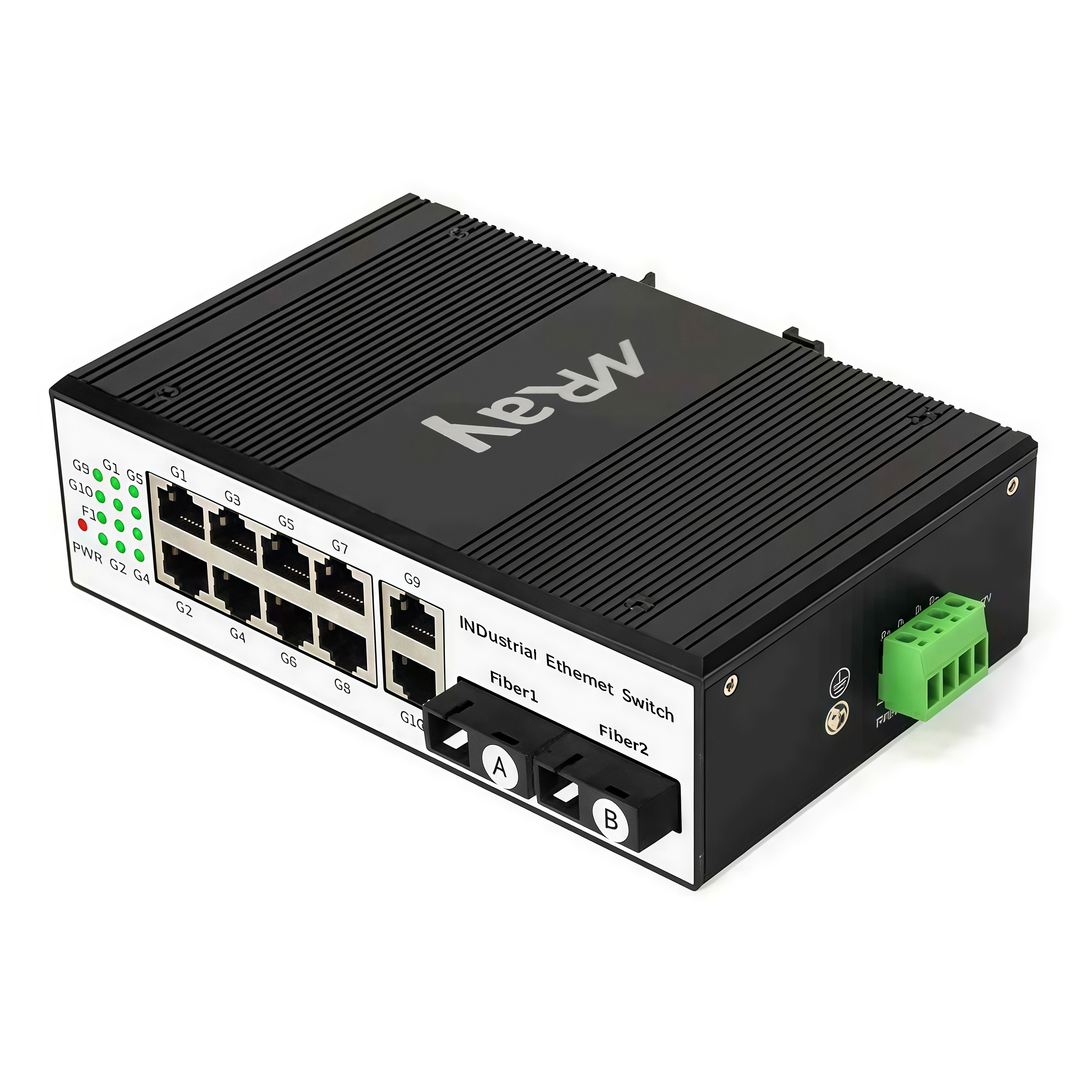 Industrial Fiber Ethernet Switch 10 ports 10/100/1000Mbps RJ45 with 2 ports 1000Mbps SC Ports MR-I2GF10T-SC20