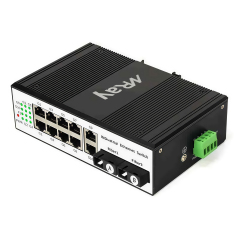 Industrial Fiber Ethernet Switch 10 ports 10/100/1000Mbps RJ45 with 2 ports 1000Mbps SC Ports MR-I2GF10T-SC20