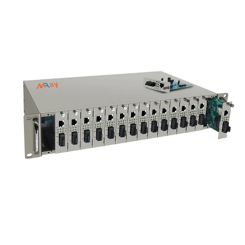 16-slot 2U rack mount chassis for card type media converters