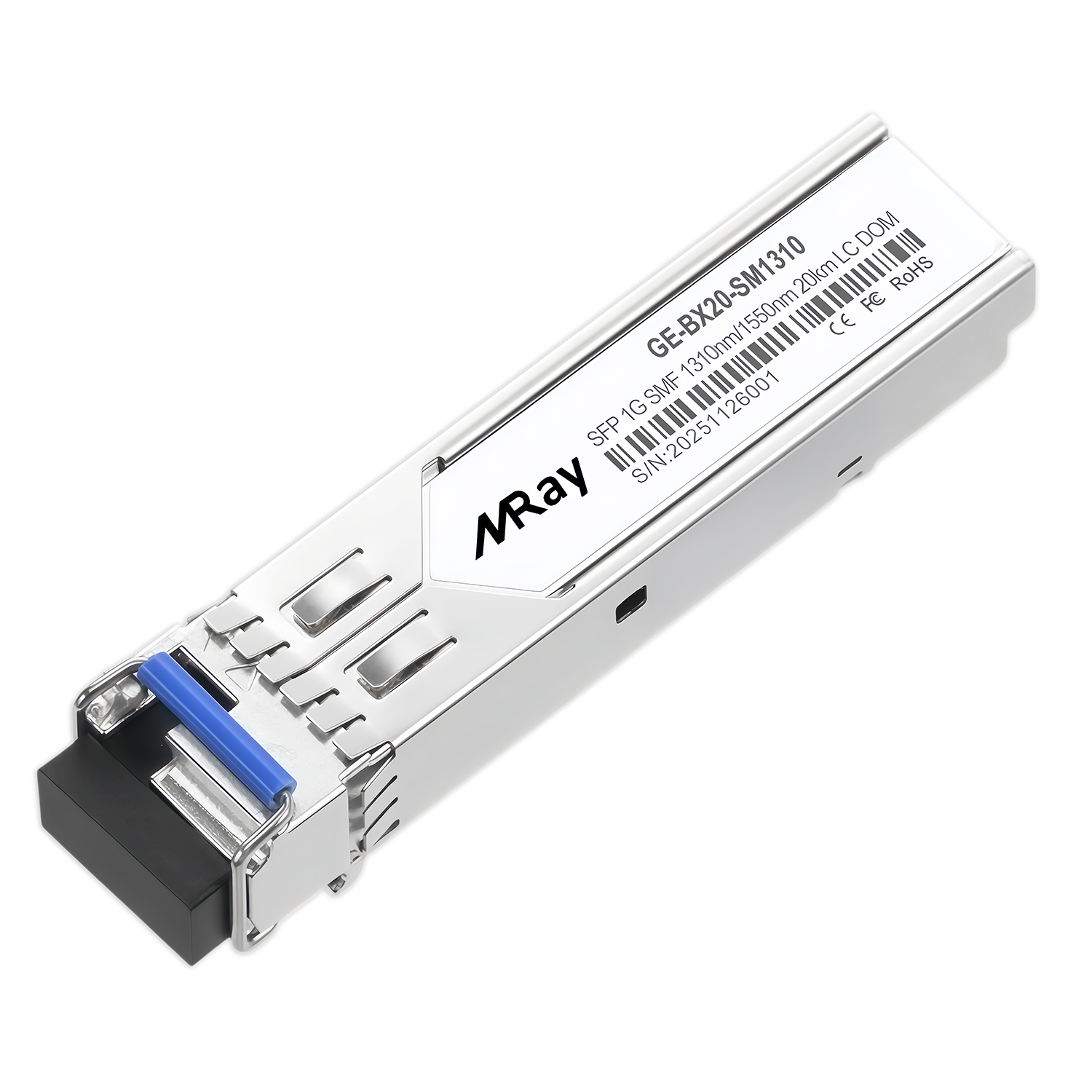 1.25Gbps 1000BASE-BX SFP BIDI TX1310nm/RX1490nm 20km DOM LC SMF Transceiver Module