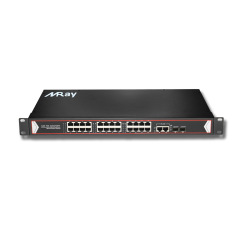 24 Port Full Gigabit  Unmanaged PoE Switch with 2 Gigabit SFP Uplink Ports 2 Gigabit RJ45 Ports, Up to 30W Per Port, 48V Standard POE, Total Budget 380W, 803.af/at Compliant