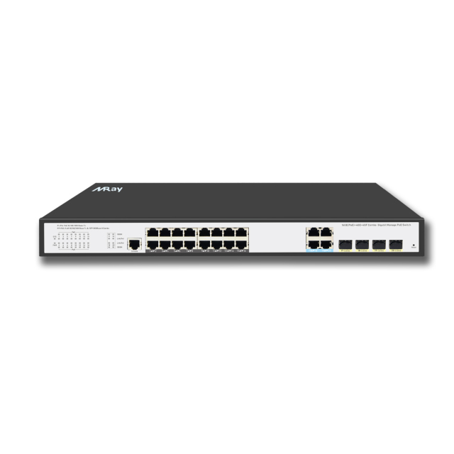 16-Port 10/100/1000Mbps Managed PoE Switch with 4 1000M Combo Uplink Ports
