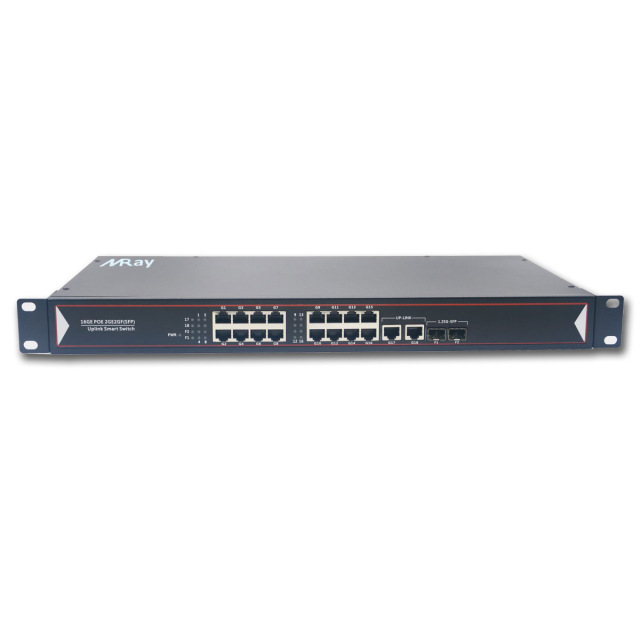 16 Port Full Gigabit PoE Switch with 2 Gigabit Uplink SFP Ports 2 Gigabit RJ45 ports, Unmanaged, 803.af/at Compliant, Rack Mount, High Power 380W