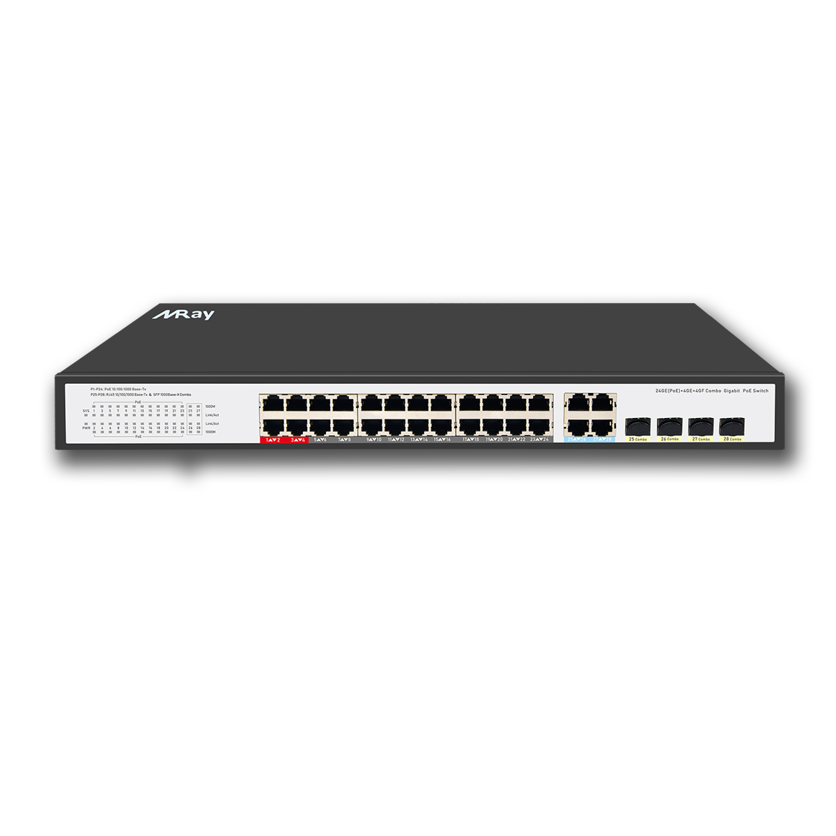 24-Port Unmanaged Gigabit POE++ Switch IEEE802.3BT with 4*1000M Combo Uplink High Power Budget 500W