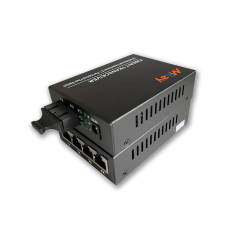 10/100/1000Mbps 4 Ports Ethernet to Fiber Optic Media Converter 1 FX port 4 RJ45 port