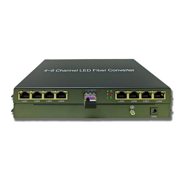 8 Channel LED Large Screen Fiber Transceiver model MR-5700-8X-LC20A/B
