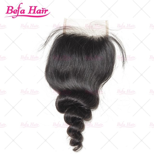 Human hair closure Loose wave invisible free part lace closure 4x4in,swiss lace,bleached knots