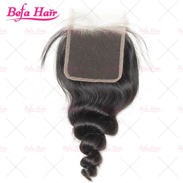 Human hair closure Loose wave invisible free part lace closure 4x4in,swiss lace,bleached knots
