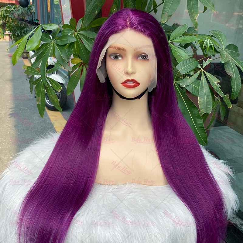 Wholesale Purple Human Hair Wig 4x4 5x5 13x4 13x6 Transparent Lace Human Hair Wigs Cuticle Aligned Hair Colored Wig