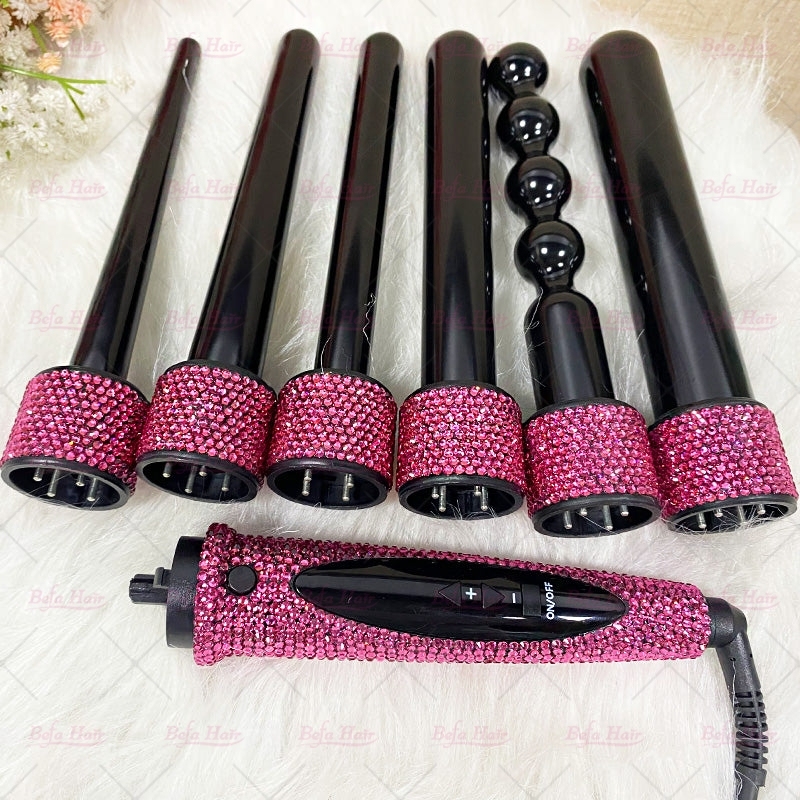 Wholesale Private label Professional High Temperature Settings With LED Indicator 6 In 1 Interchangeable Curling Wand Set Hair Curler Wand