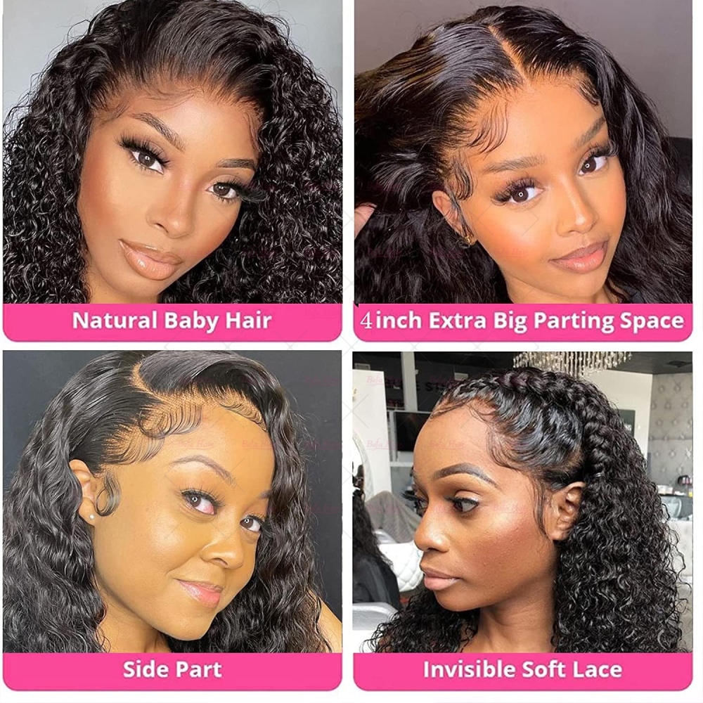 Wholesale T Part Deep Wave Lace Frontal Short Cut Wig Human Hair Bob Wig 150% Density Wigs(BOB03)