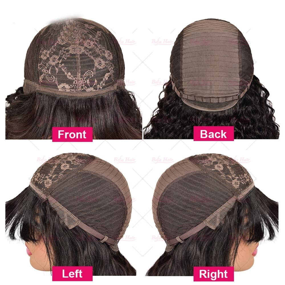 Wholesale Throw On&GO;Go Body Wave Bob Ombre Color Red Bob Wig With Curtain Bangs 150% Density