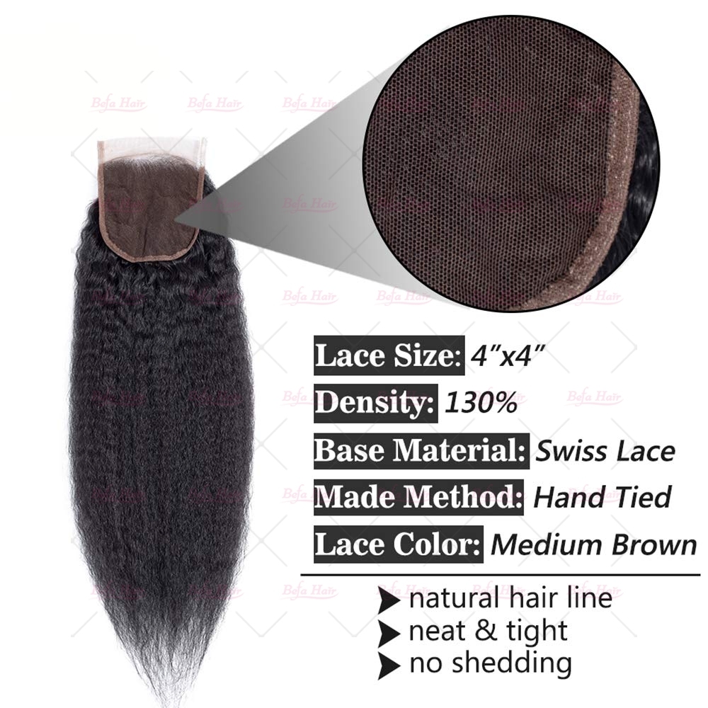 Wholesale Kinky Straight Unprocessed Virgin Human Hair HD 4x4 Lace closure  Human Hair With Baby Hair For Women Natural Color,can do dropshipping