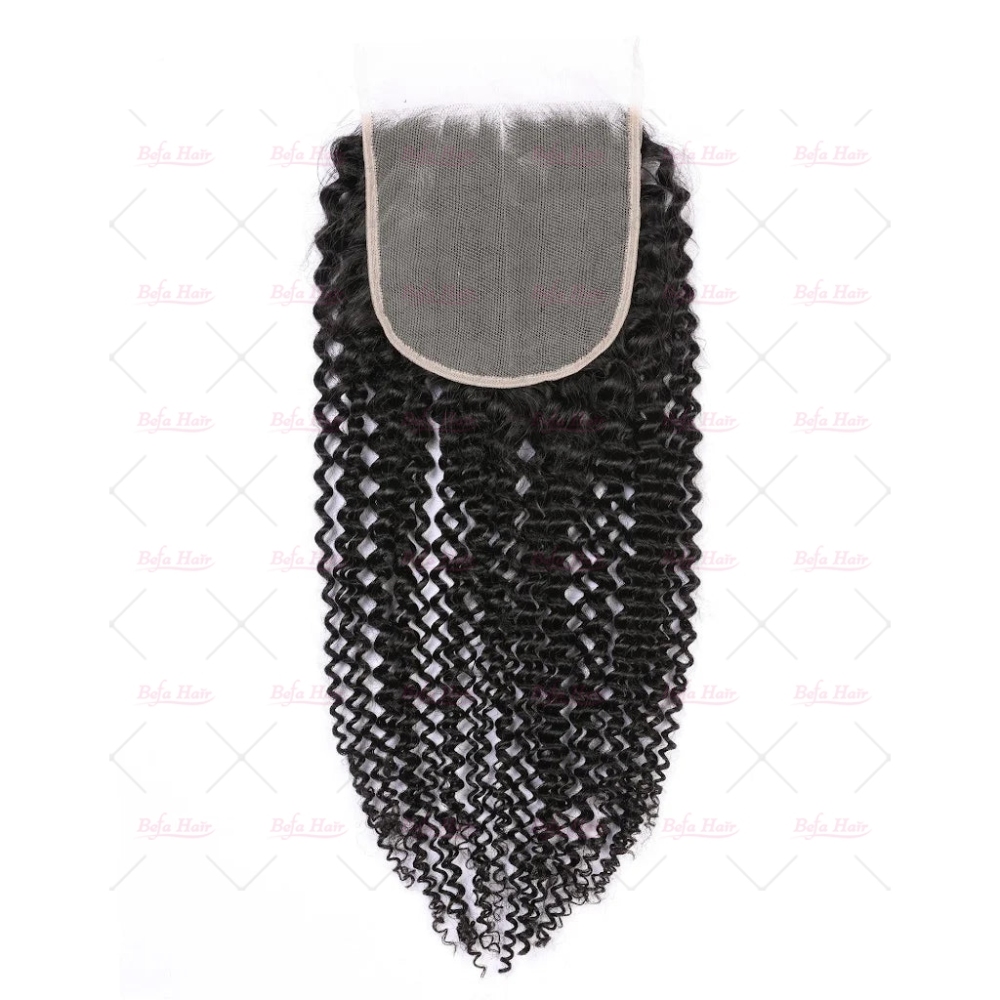 Wholesale Kinky Curly Unprocessed Virgin Human Hair HD 4x4 Lace closure  Human Hair With Baby Hair For Women Natural Color,can do dropshipping