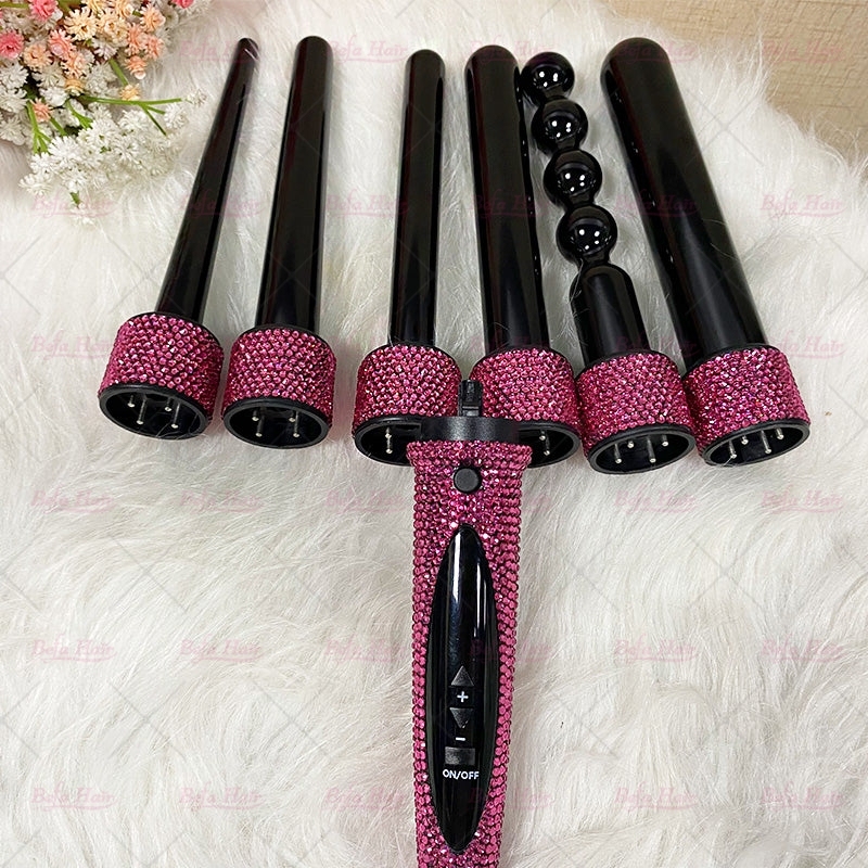 Wholesale Private label Professional High Temperature Settings With LED Indicator 6 In 1 Interchangeable Curling Wand Set Hair Curler Wand