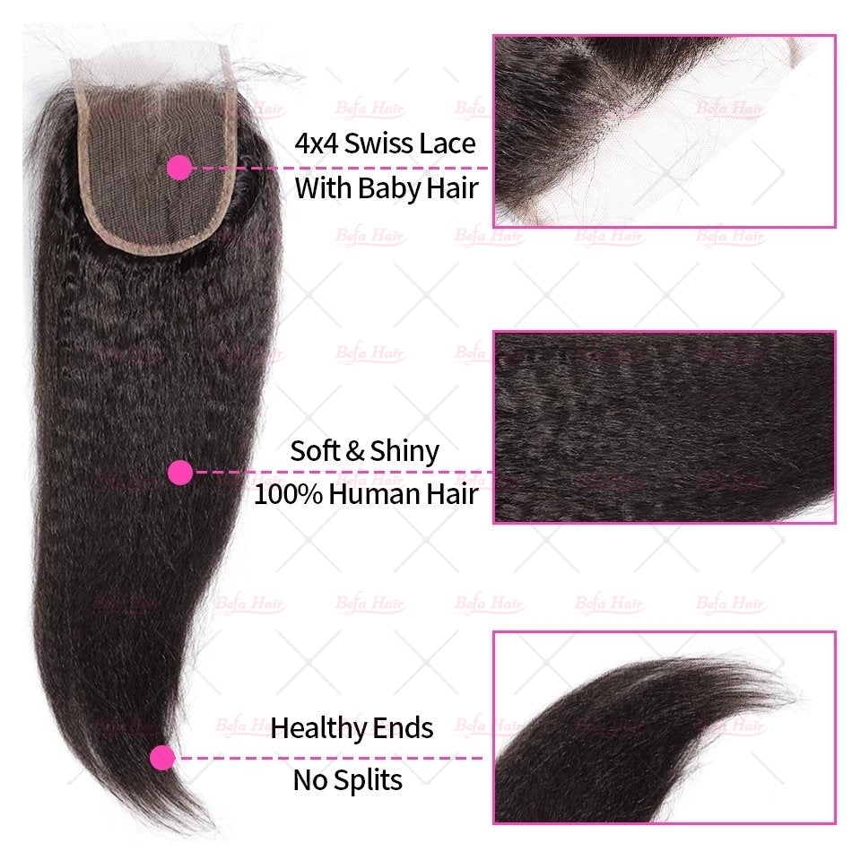 Wholesale Kinky Straight Unprocessed Virgin Human Hair HD 4x4 Lace closure  Human Hair With Baby Hair For Women Natural Color,can do dropshipping
