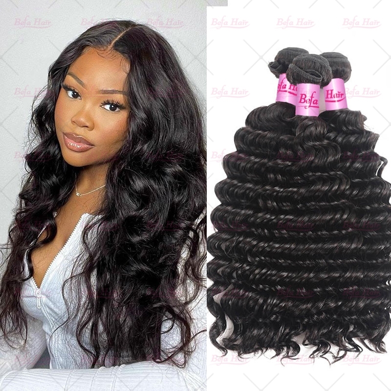 Wholesale Deep Wave 2pcs/3Bundles/4Bundles 12-30 Inches Natural Human Hair Weave