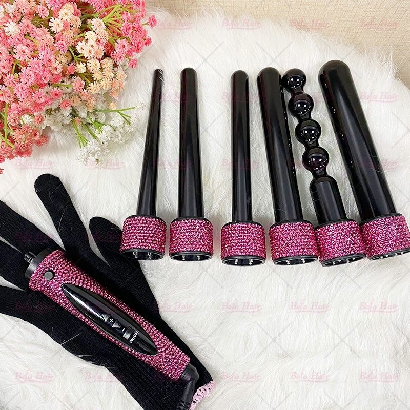 Wholesale Private label Professional High Temperature Settings With LED Indicator 6 In 1 Interchangeable Curling Wand Set Hair Curler Wand