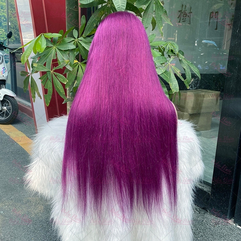 Wholesale Purple Human Hair Wig 4x4 5x5 13x4 13x6 Transparent Lace Human Hair Wigs Cuticle Aligned Hair Colored Wig