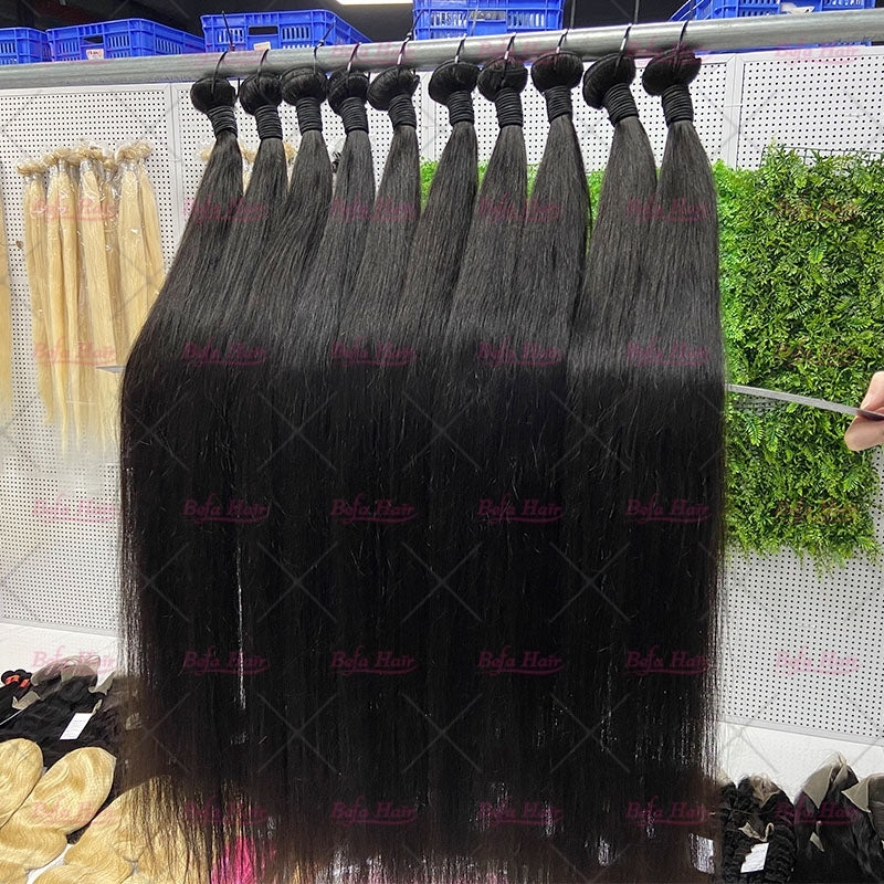 Wholesale Befa hair Pre-plucked 4 Bundles Brazilian Straight Hair With 6x6 Transparent HD Lace Closure,can do dropshipping