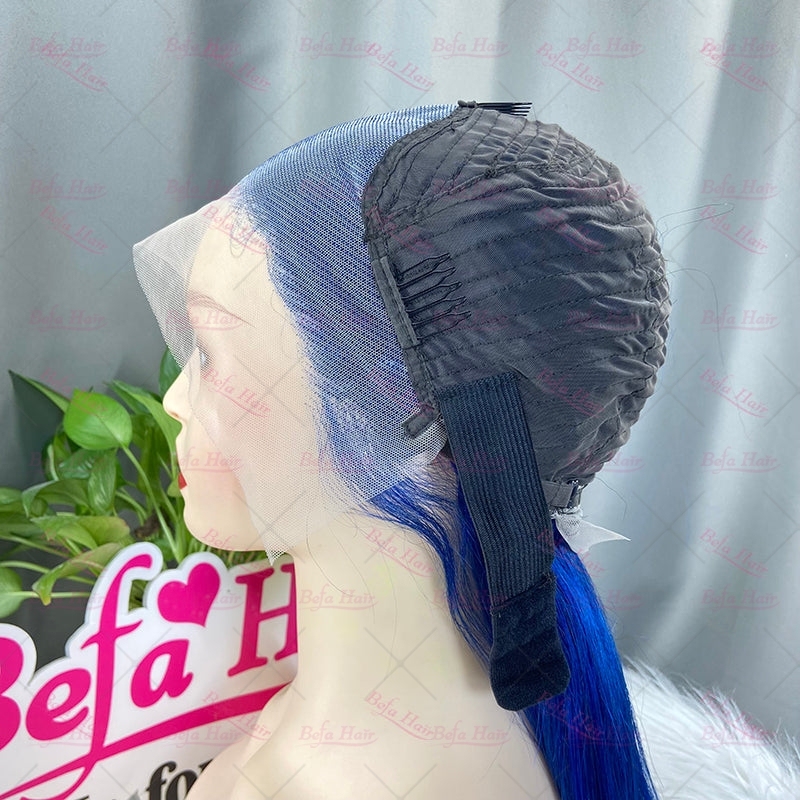 Wholesale Blue Human Hair Wigs 4x4 5x5 13x4 13x6 Transparent Lace Pre-plucked Human Hair Wigs Straight Human Hair Wig