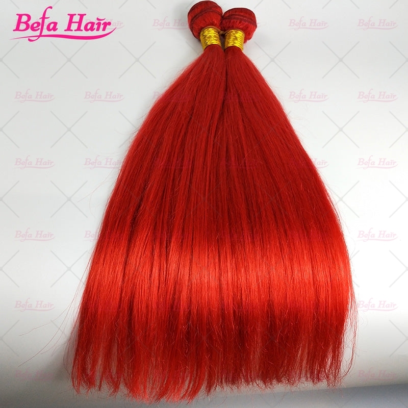 Befa Hair Red Straight 2pcs/3Bundles/4Bundles 10-30 Inches Virgin Human Hair Weave