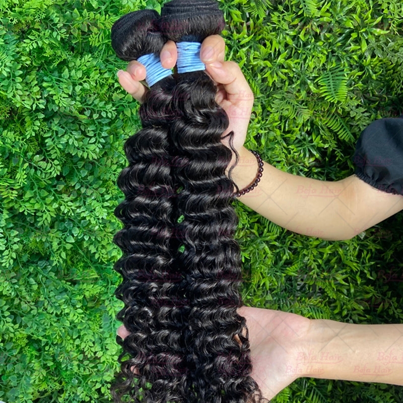 Wholesale Pre-plucked 4 Bundles Brazilian Deep Curly Hair With 5x5 Lace Closure,can do dropshipping