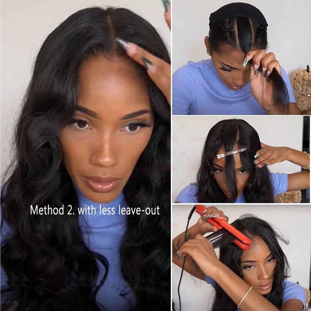 Wholesale V Part Human Hair Wigs Brazilian Virgin Body Wave 200% Density Pre Plucked Glueless Middle Part Wig