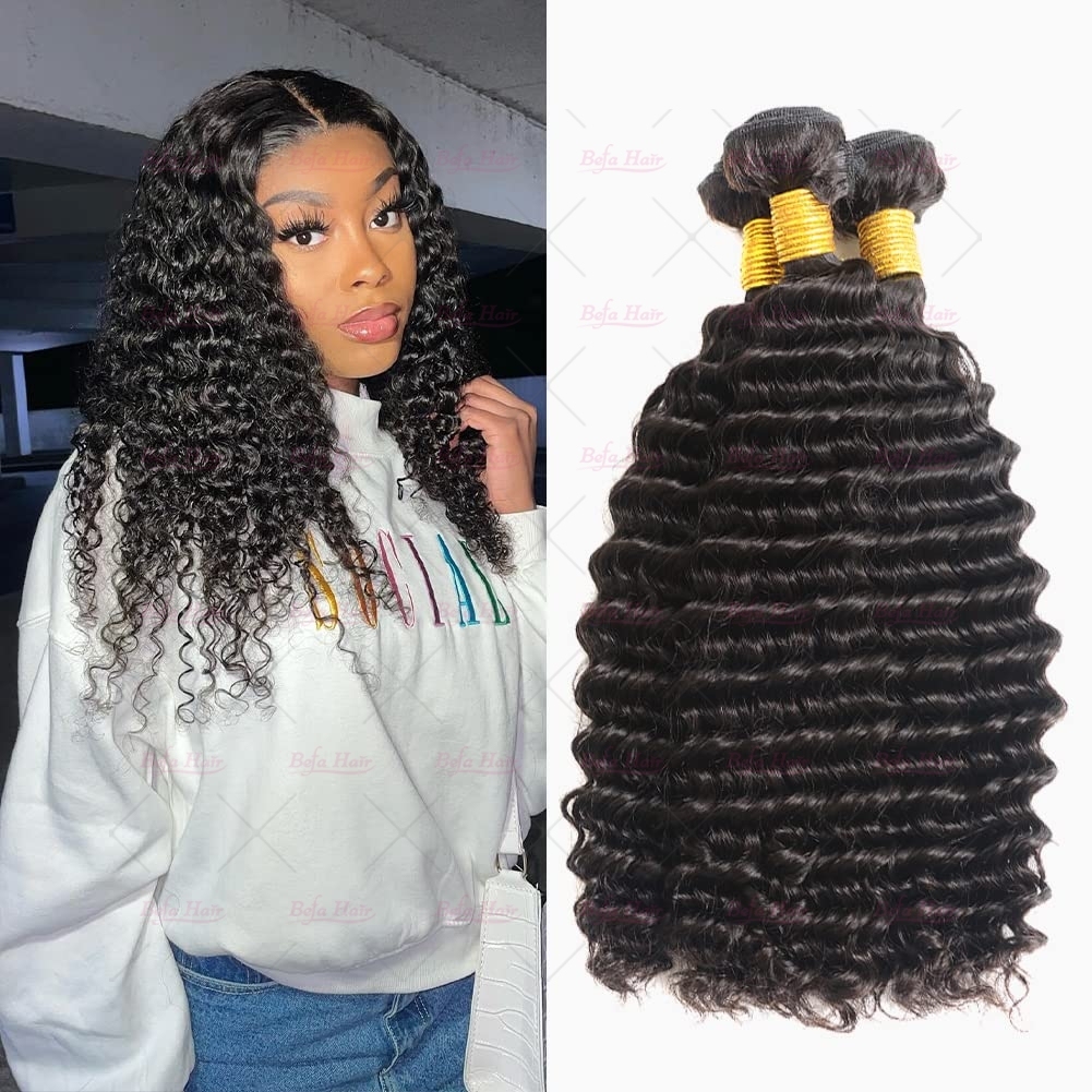 Wholesale Pre-plucked 4 Bundles Brazilian Deep Wave Hair With 6x6 Transparent HD Lace Closure,can do dropshipping