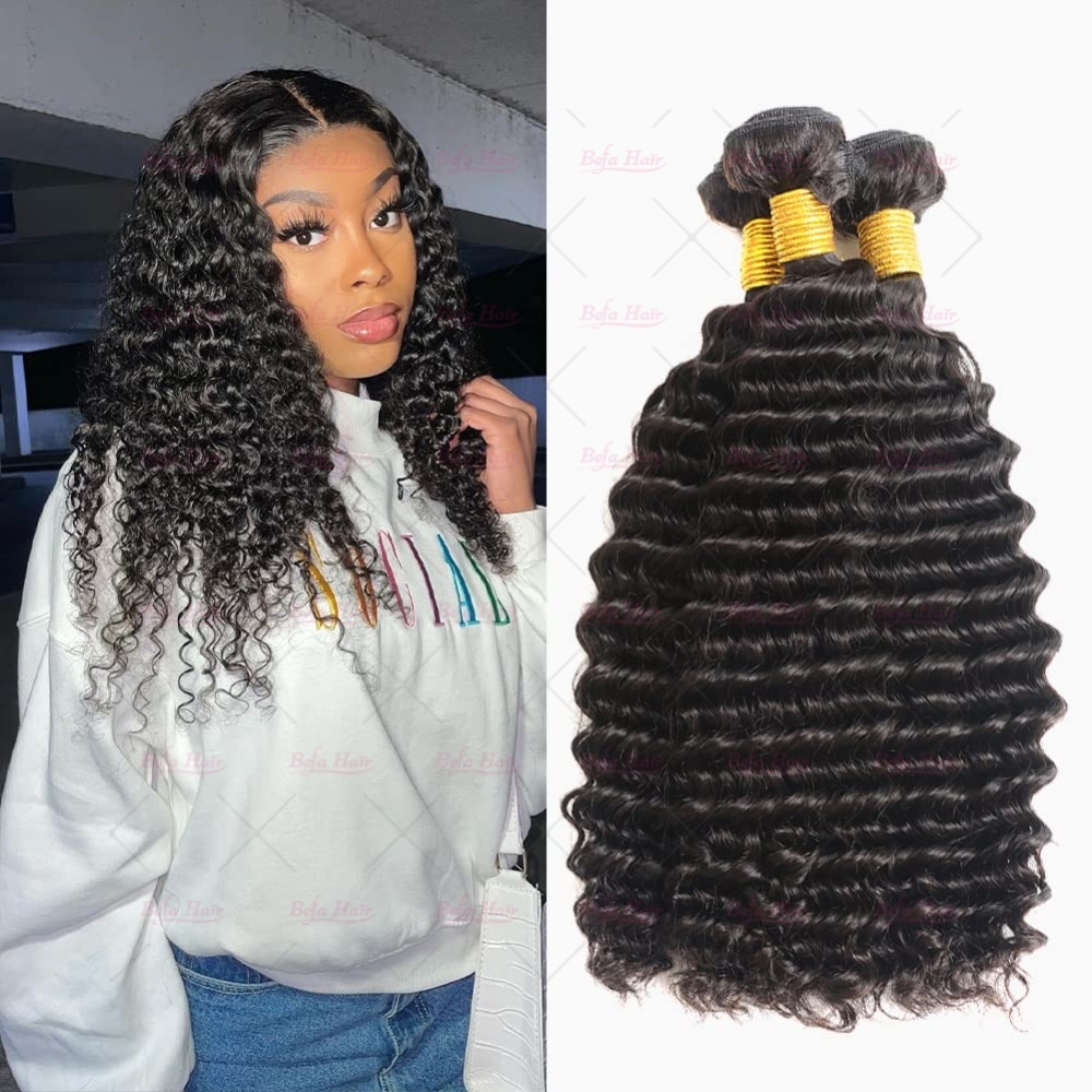 Wholesale Pre-plucked 4 Bundles Brazilian Deep Wave Hair With 6x6 Transparent HD Lace Closure,can do dropshipping