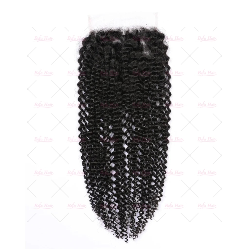 Wholesale Kinky Curly Unprocessed Virgin Human Hair HD 4x4 Lace closure  Human Hair With Baby Hair For Women Natural Color,can do dropshipping
