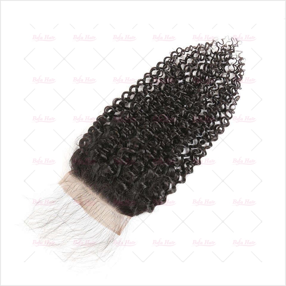 Wholesale Kinky Curly Unprocessed Virgin Human Hair HD 4x4 Lace closure  Human Hair With Baby Hair For Women Natural Color,can do dropshipping
