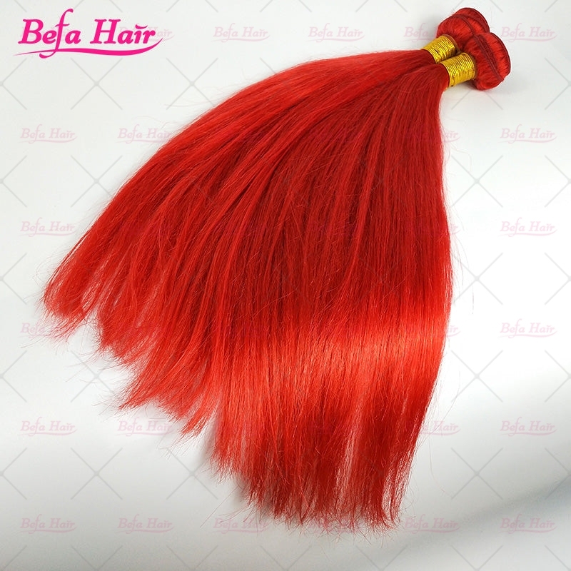 Befa Hair Red Straight 2pcs/3Bundles/4Bundles 10-30 Inches Virgin Human Hair Weave