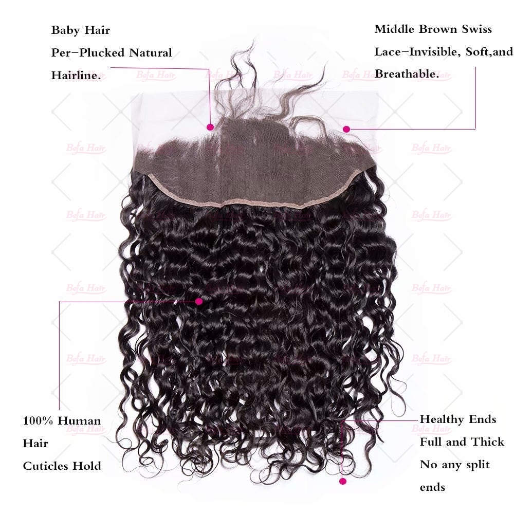 Wholesale Water Wave 100% human hair 13*4 Ear to Ear Lace Frontal Closure,can do dropshipping