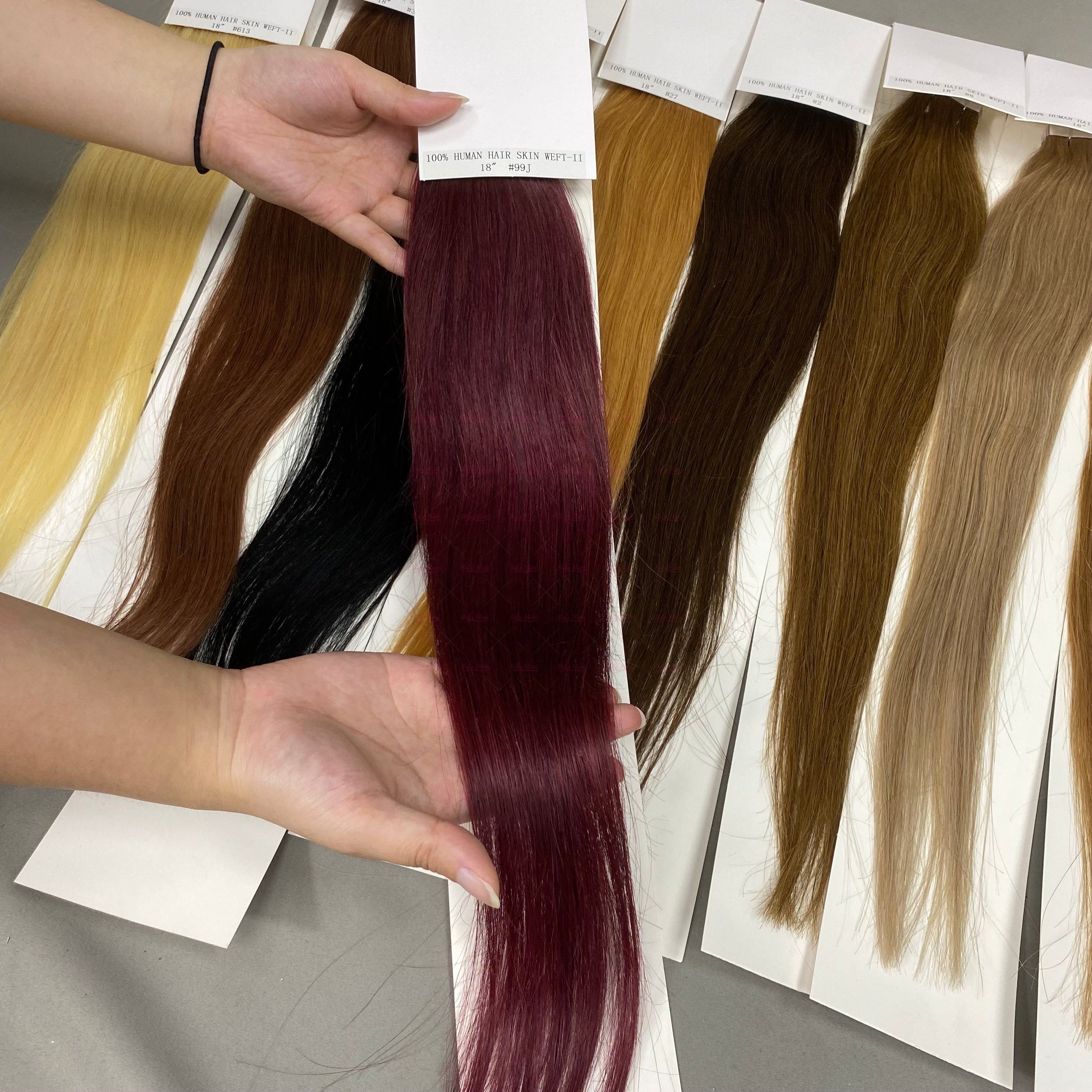 Wholesale 18inch to 24inch Straight Color PU human hair Tape in Extension