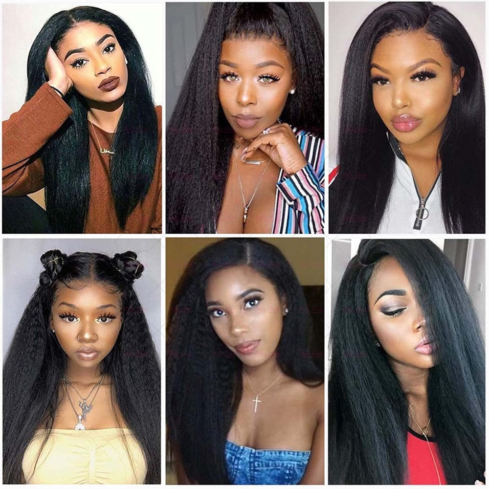 Wholesale U Part Human Hair Wigs Brazilian Virgin Kinky Straight 200% Density Pre Plucked Wig