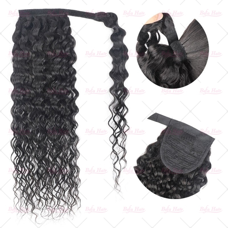 Wholesale Ponytail Hair Extensions Hair Piece Clip in Ponytail Extensions Water Wave Human Hair One Piece