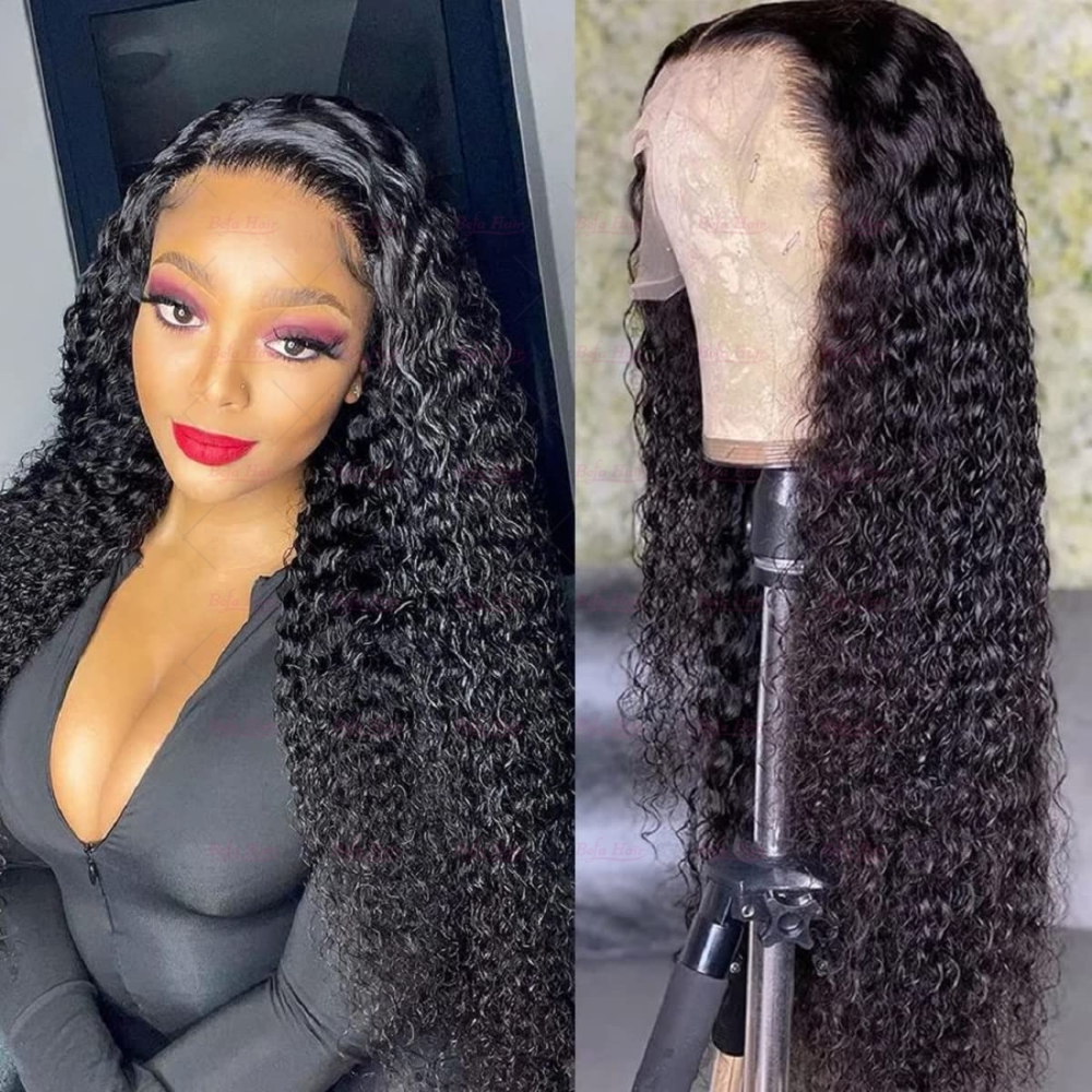 Wholesale T Part Deep Curly Human Hair Lace Front Wigs 200% Density Pre Plucked Lace Frontal with Baby Hair wigs